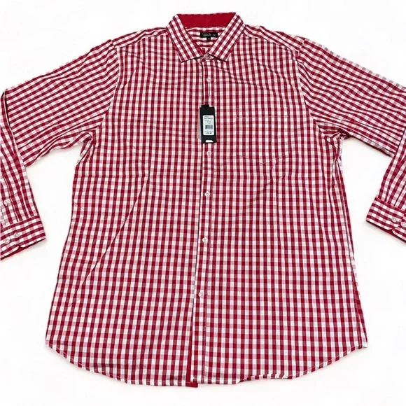 Galaxy By Harvic Red Striped Long Sleeve Dress Shirt Size XL | New - Picture 2 of 6